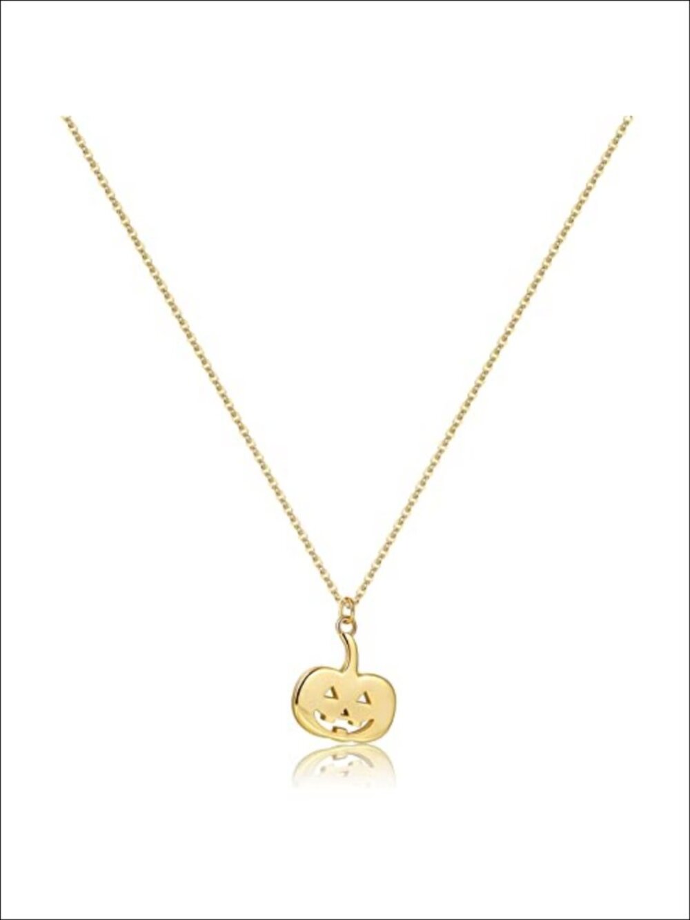 18K Gold Plated Pumpkin Ghost Pendant Necklace 16+2" Extender Dainty Halloween